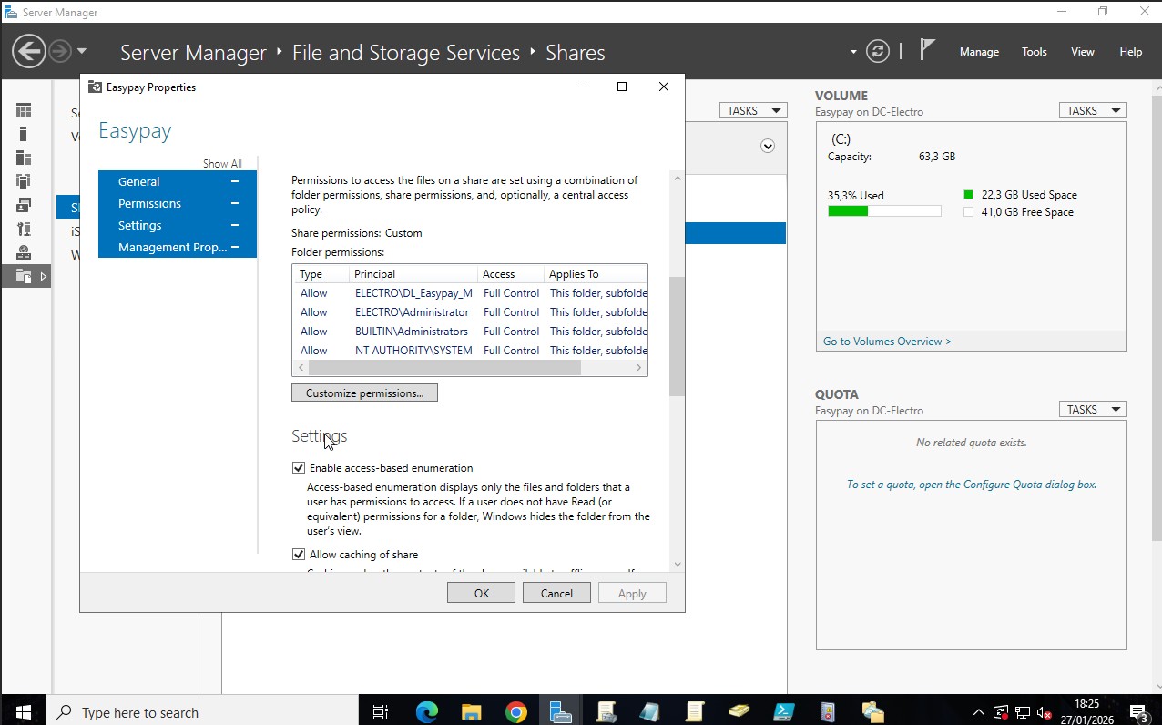 Share permissies en ABE